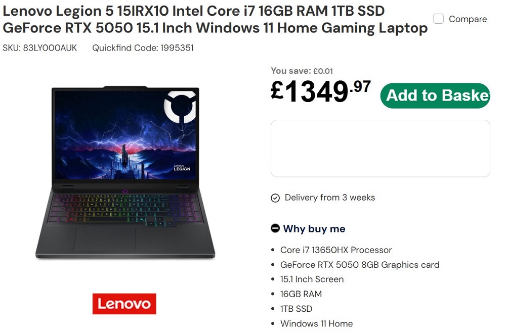 Notebook da Lenovo com RTX 5050
