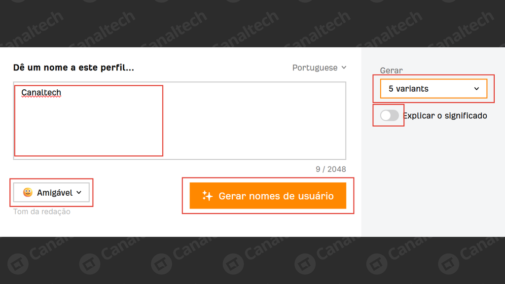 Captura de tela do gerador de user do Instagram do Ahrefs