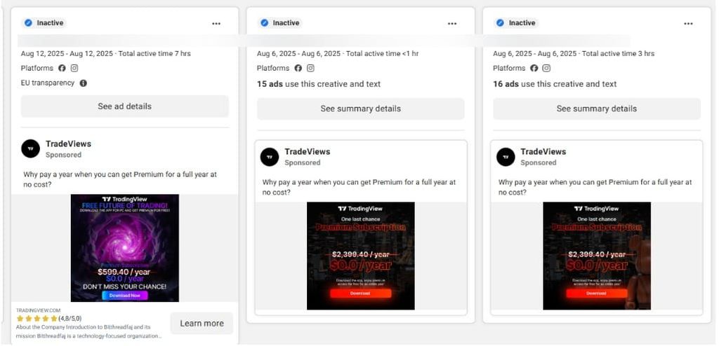 Uma das publicidades falsas impulsionada por golpistas — clicar leva à instalação do vírus Brokewell (Imagem: Bitdefender Labs)