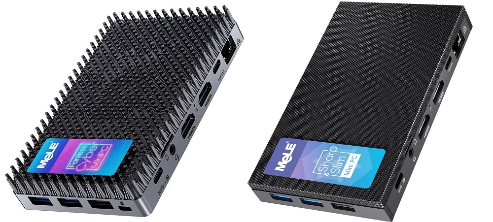 Mini computador visto de dois ângulos