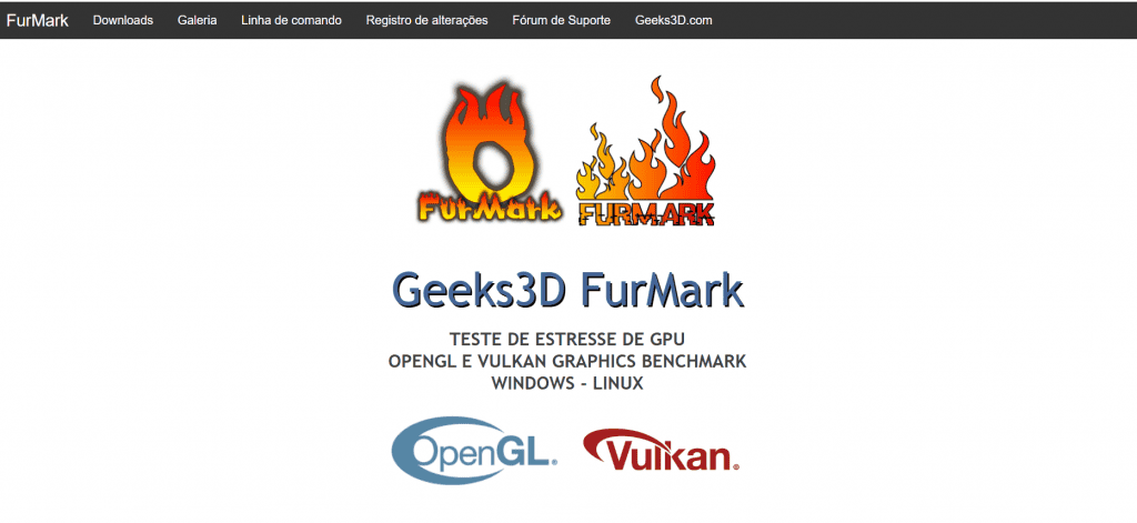 Página inicial do site da Geeks3D, do app FurMark