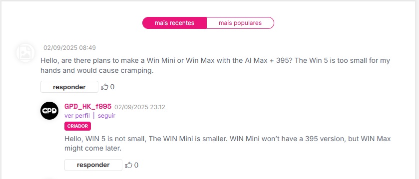 Captura de fórum da GPD