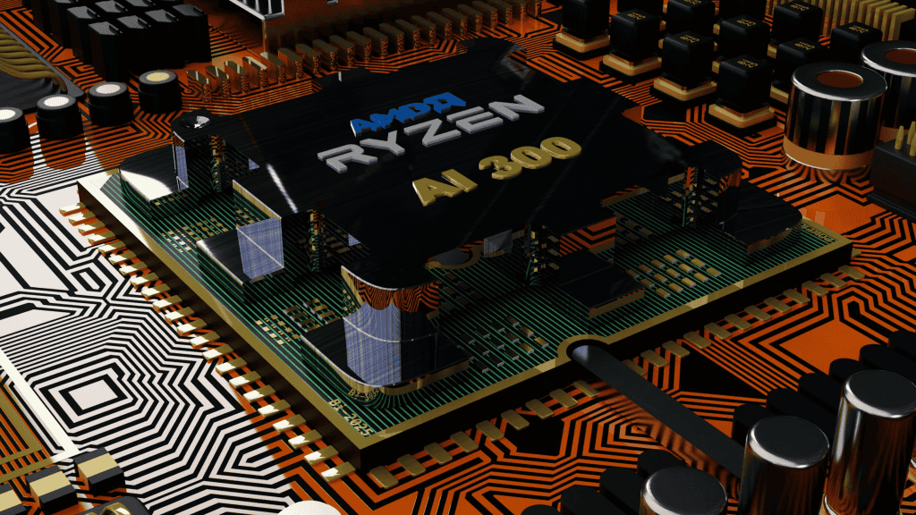 imagem mostra um chip em uma placa de circuito de hardware de um pc