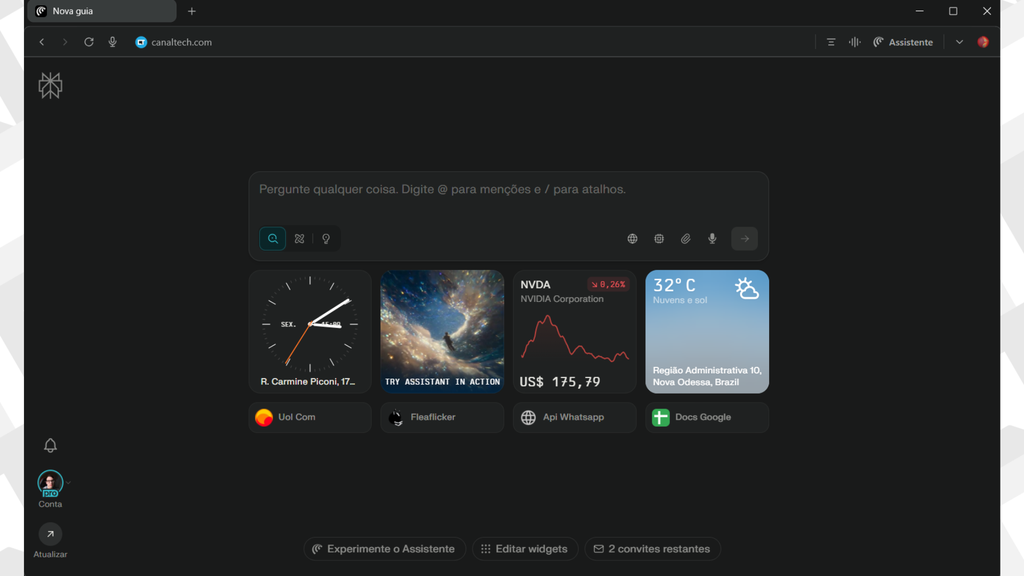 Comet oferece um assistente de IA integrado ao navegador (Imagem: André Magalhães/MARQS)