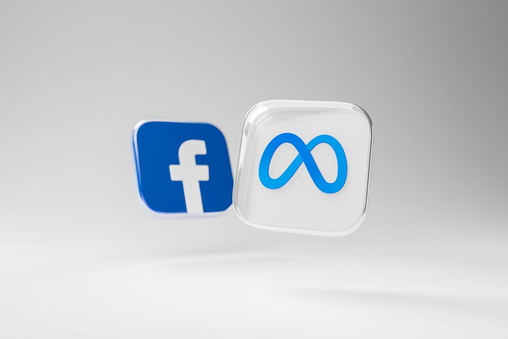 Logo do Facebook e Meta em um fundo branco