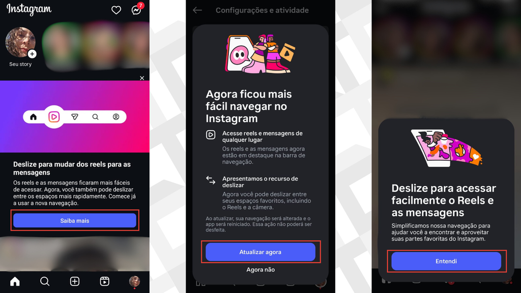Atualização do layout do Instagram