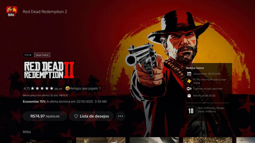 PS Store preços 30 dias