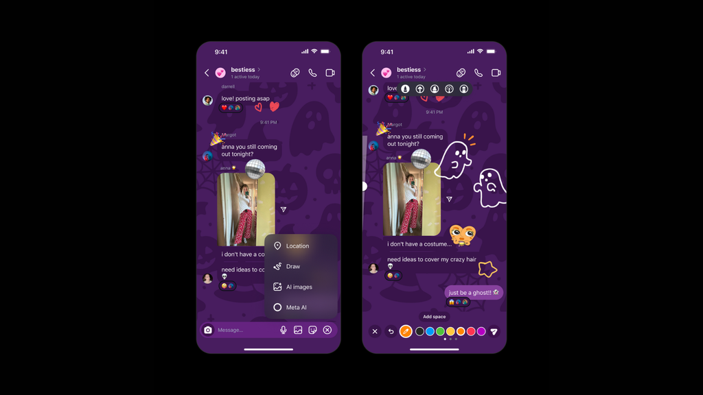 DM do Instagram ganha novos recursos temáticos para o Halloween (Imagem: Divulgação/Meta)
