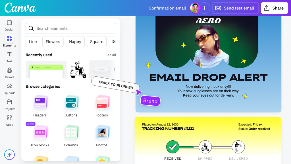 Canva oferece ferramenta para montar templates de e-mails (Imagem: Divulgação/Canva)