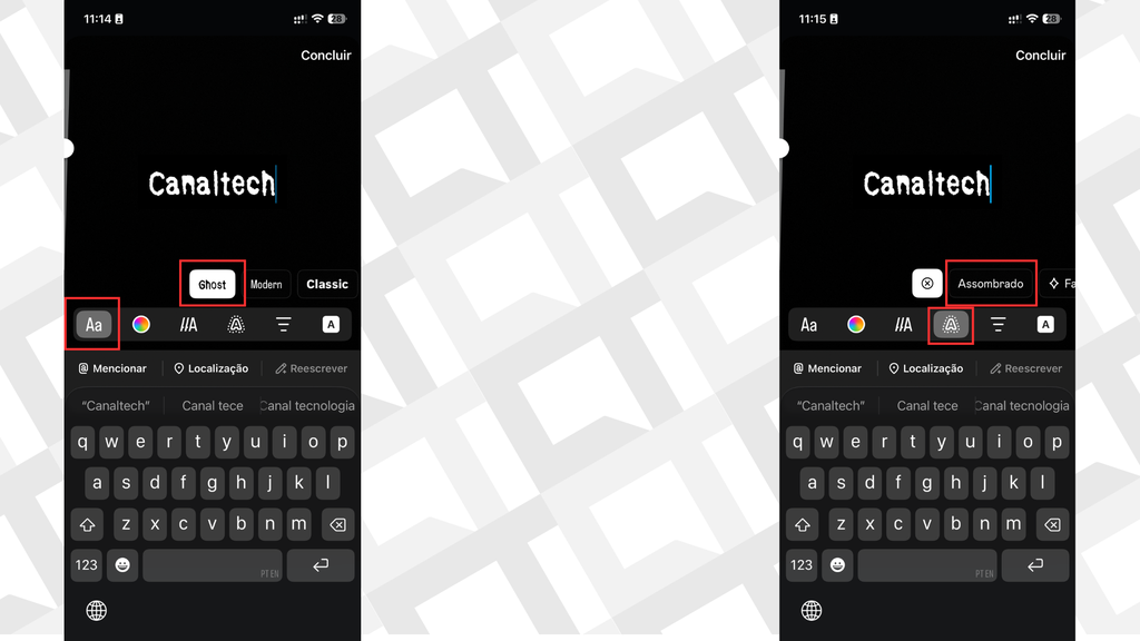 Como usar a fonte e efeito de texto para Stories e Reels para o Halloween (Imagem: Captura de tela/Bruno De Blasi/MARQS)