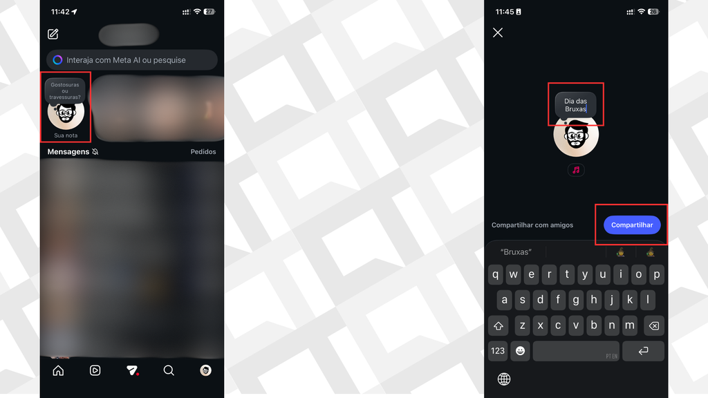 Como adicionar notas coloridas do Halloween no Direct do Instagram (Imagem: Captura de tela/Bruno De Blasi/MARQS)