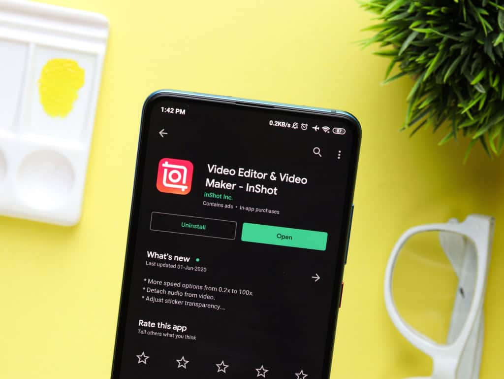 Imagem mostra aplicativo Inshot para edição de vídeos no celular