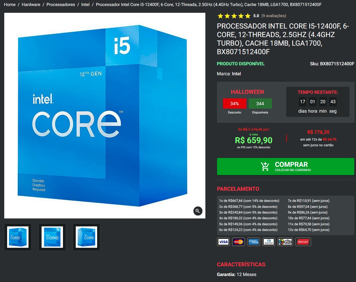 OFERTA DO DIA | Processador Intel Core i5-12400F por R$659,90 na Pichau
