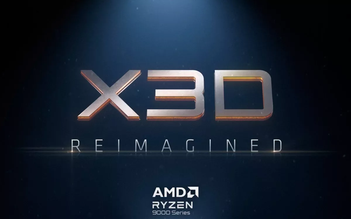 Imagem promocional da tecnologia X3D (3D V-Cache) em CPUs AMD Zen 5.