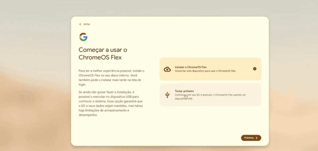 tela chromeOS Flex reprodução Marcelo Valladão