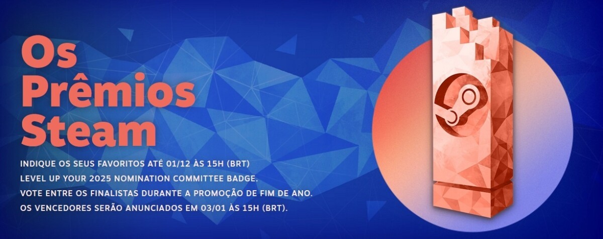 Prêmios Steam 2025 iniciam processo de seleção, veja como participar