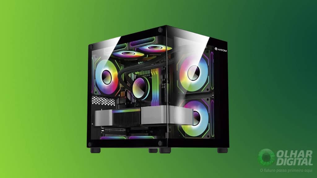 Gabinete Gamer Aquário em Vidro Com 4 Ventoinhas RGB