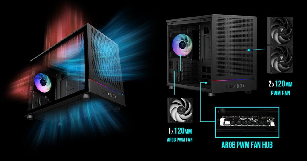 Gabinete acompanha ventiladores