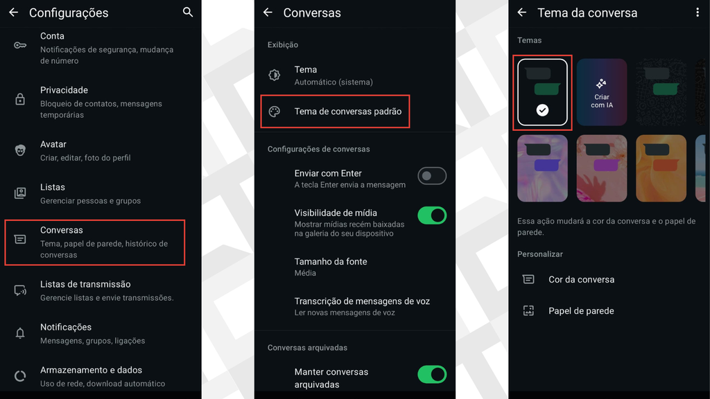 Passos para mudar a cor do WhatsApp