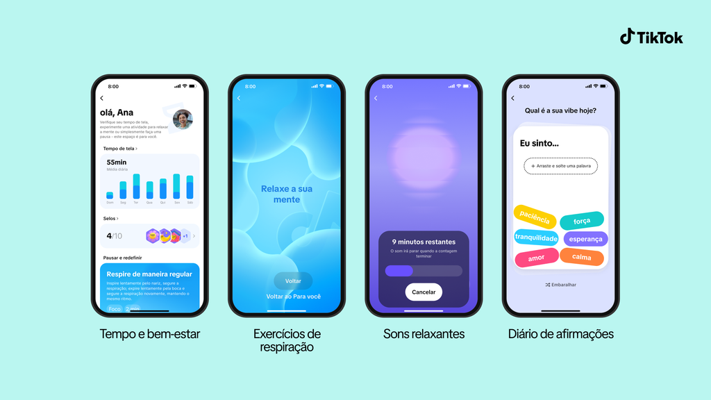 Recursos de bem-estar no TikTok