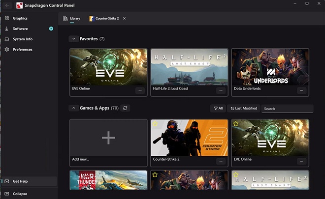 Snapdragon Control Panel