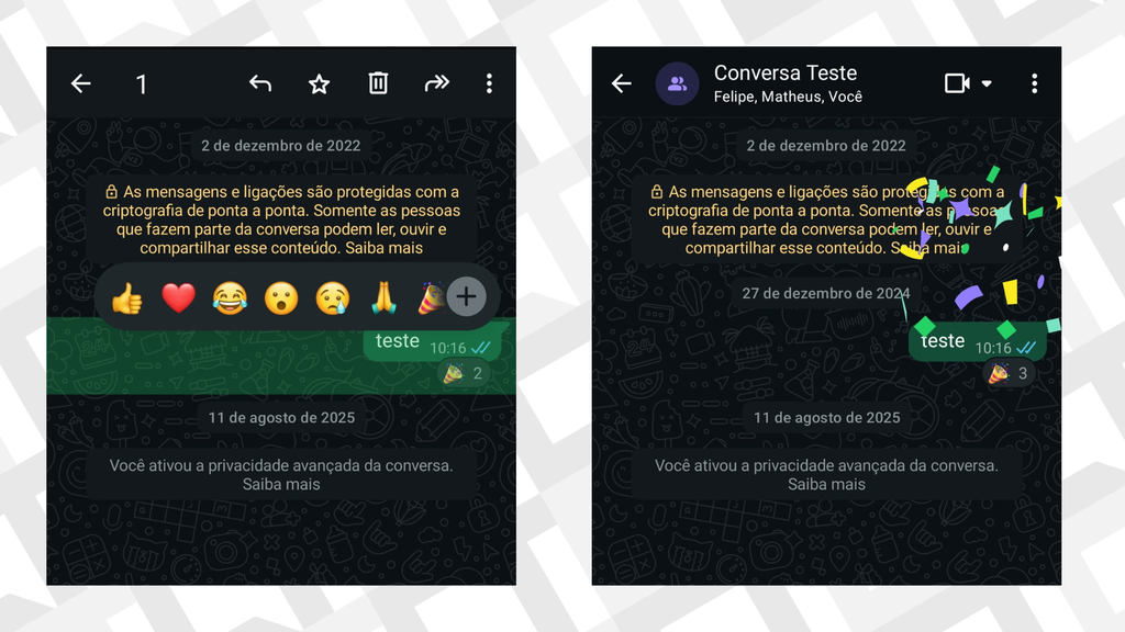 Reações de final de ano no WhatsApp