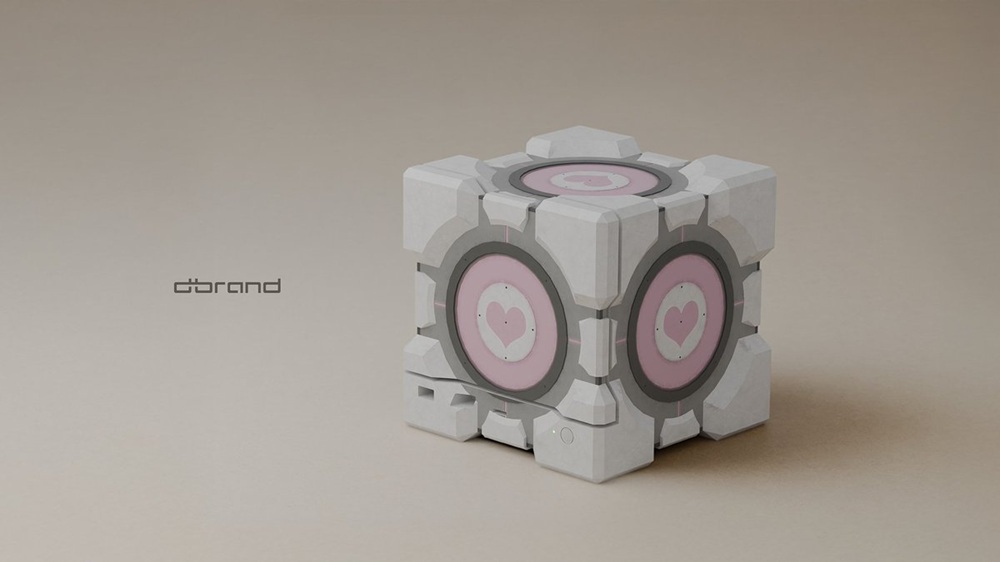 Imagem da Steam Machine estilo Companion Cube